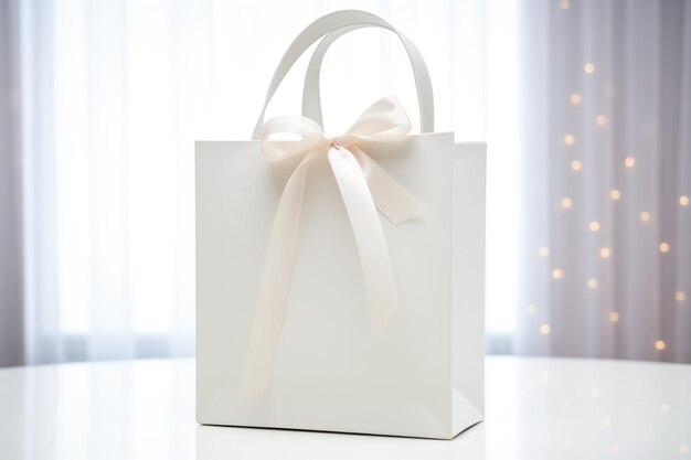 Kraft Gift Paper Bag with Color Ribbon Handle - Small 26x10x32cm