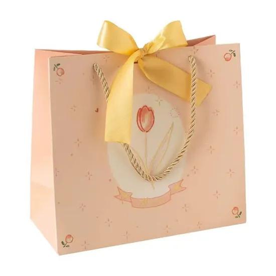 Kraft Gift Paper Bag with Color Ribbon Handle - Large 30x11x36cm