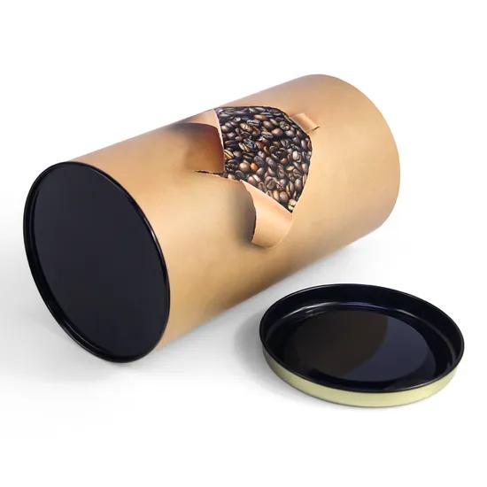 Round Kraft Paper Tube with Iron Lid for Tea - Small 75x150mm