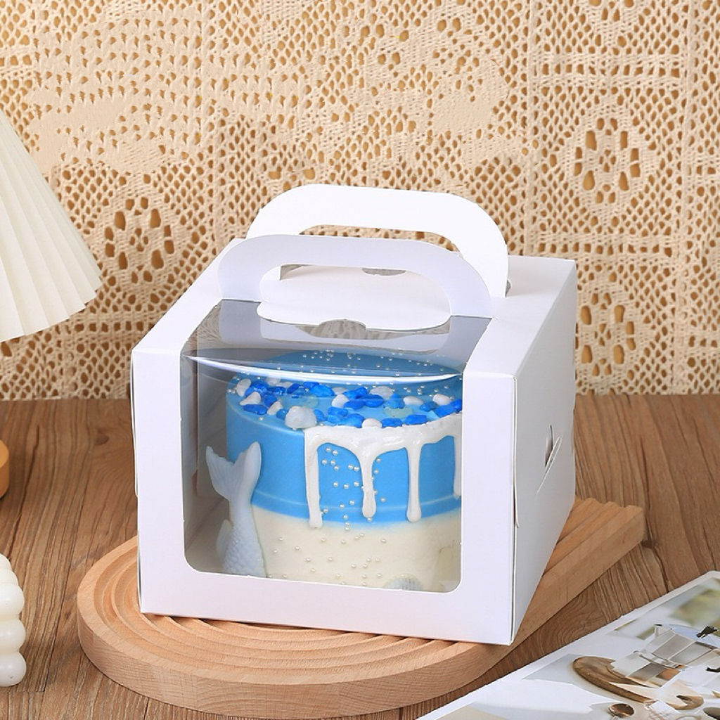 Bakery Cake Box with Clear PVC Window and Handle - Large 28x20x10cm