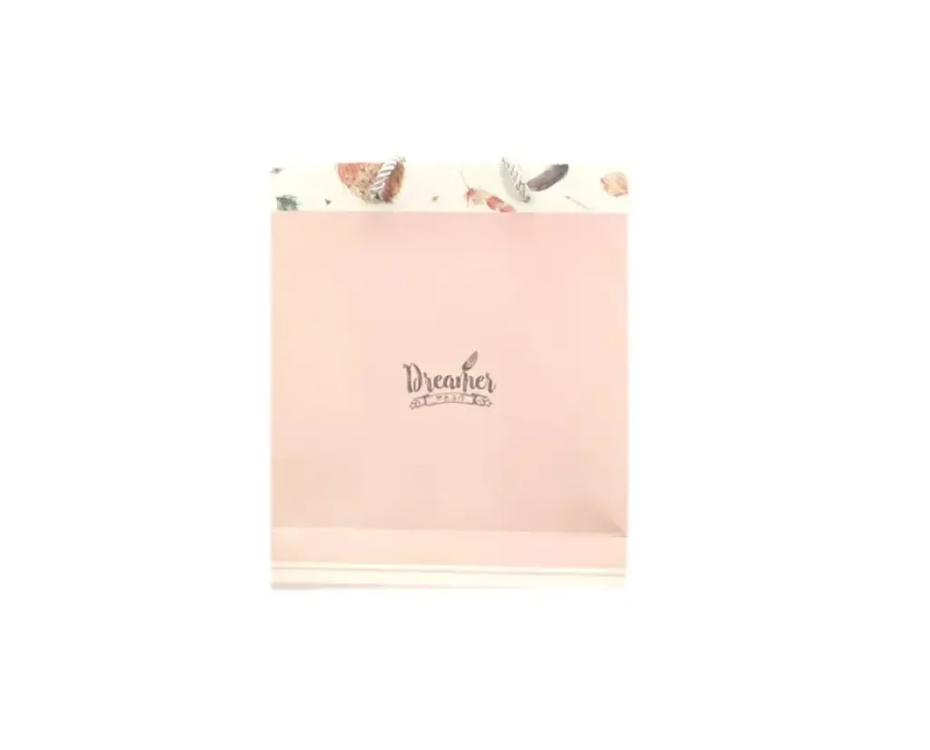Pink Shopping Bag with Script Lettering and Decorative Edge