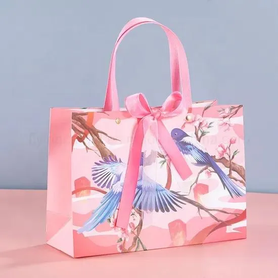 Pink Gift Bag with Floral Print