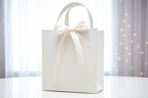 White Gift Bag with Satin Bow - Small 26x10x32cm