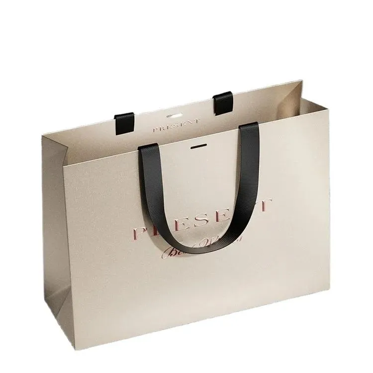 White Shopping Bag with Leather Handle