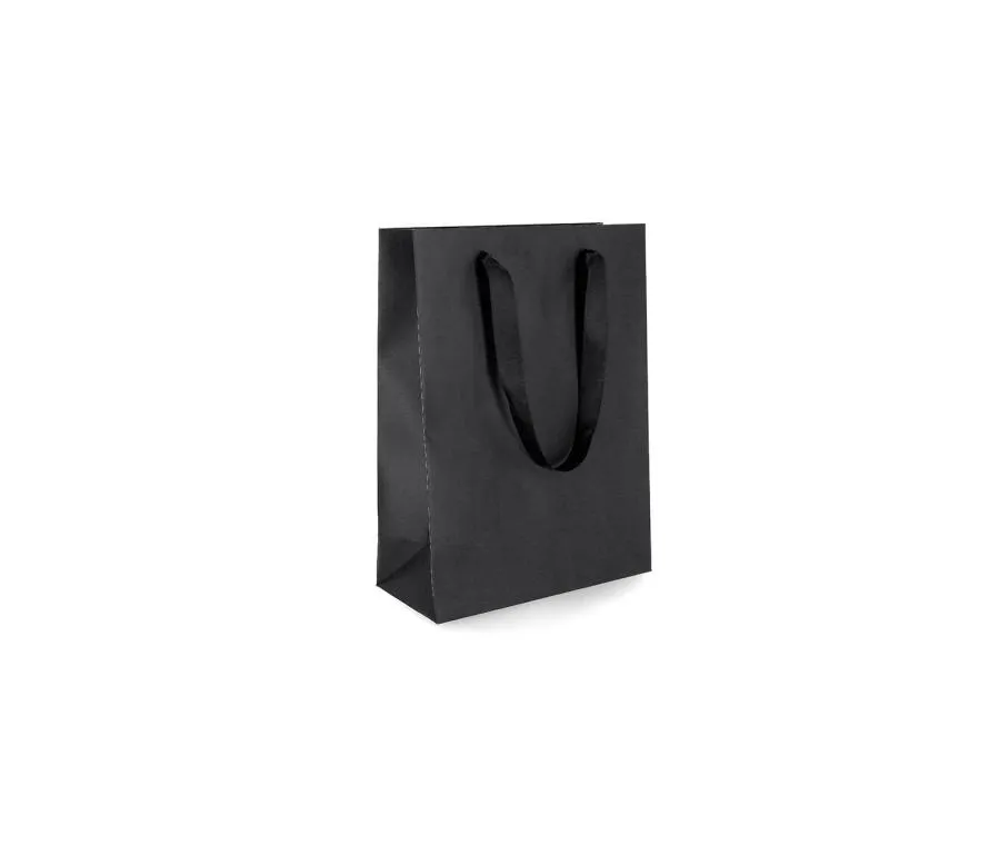 Black Shopping Bag with Black Rope Handles - Large 30x11x36cm