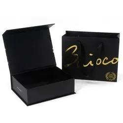Black Rigid Box with Matching Bag Set - Large 28x20x10cm