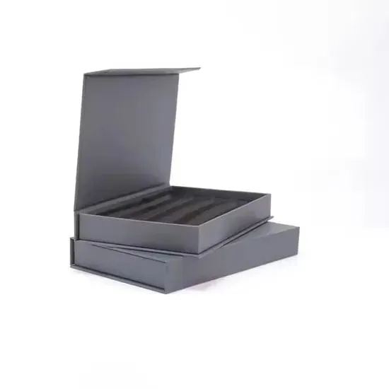 Grey Rigid Gift Box with Grooved Insert - Small 24x18x8cm