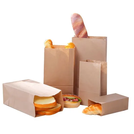 Kraft Food Paper Bag with Bread - Large 30x11x36cm