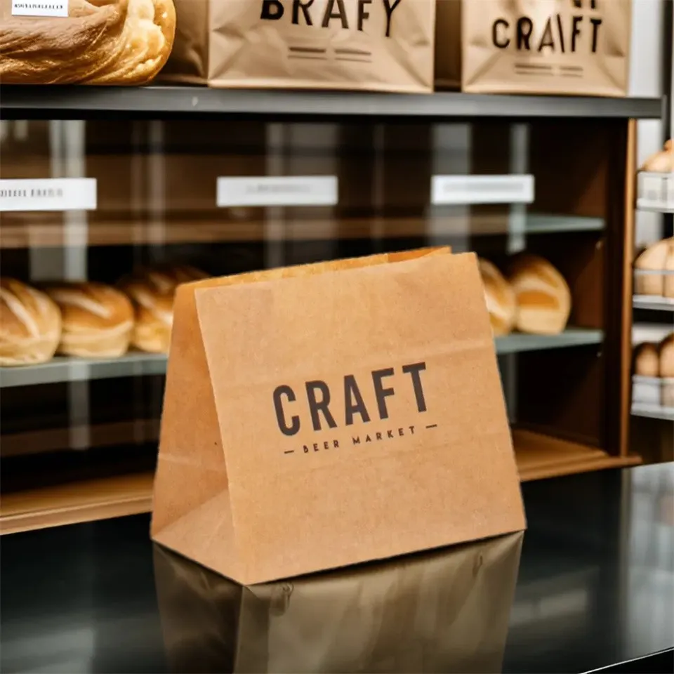 Kraft Food Bag with Craft Print - Large 30x11x36cm