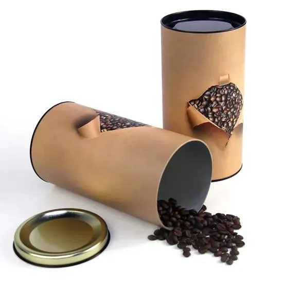 Kraft Paper Tube with Coffee Bean Print - Small 75x150mm