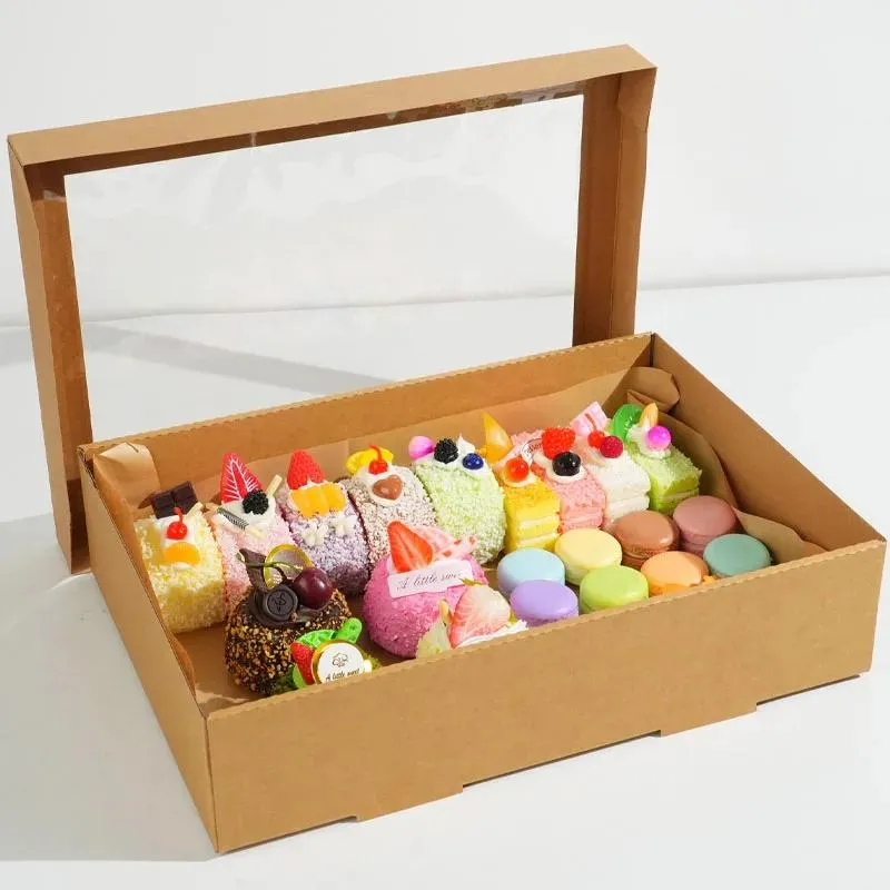 Kraft Window Box with Macarons - Small 24x18x8cm