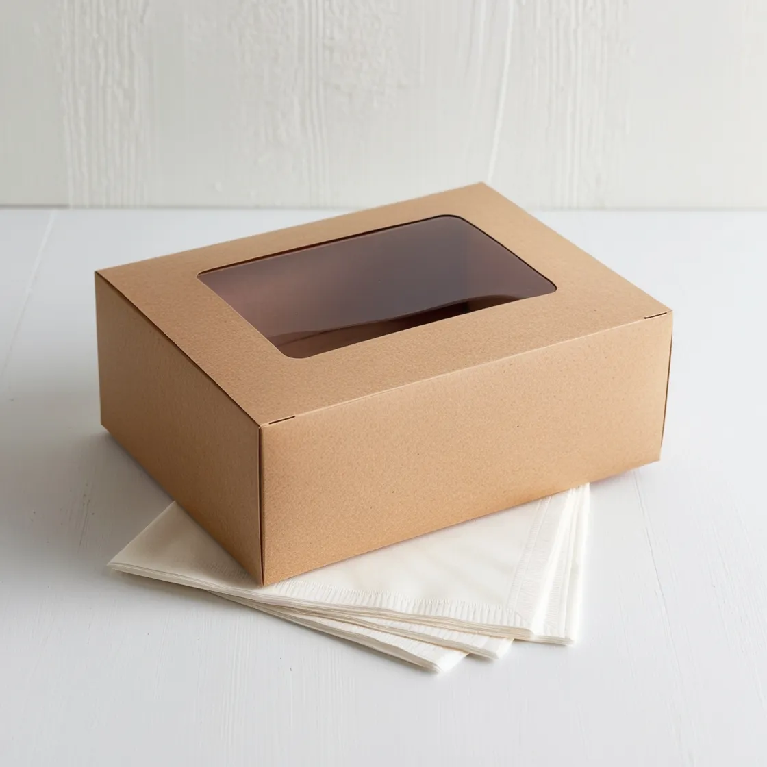 Kraft Bakery Box with Window - Small 24x18x8cm